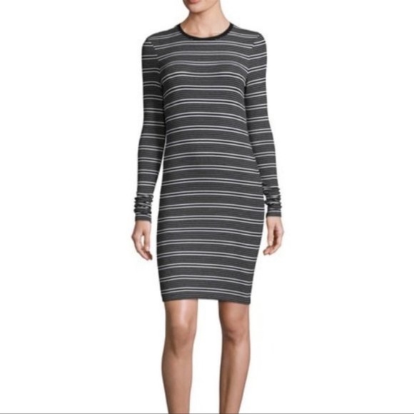 ATM Anthony Thomas Melillo Engineered Strip Long Sleeve Dress - Picture 1 of 7